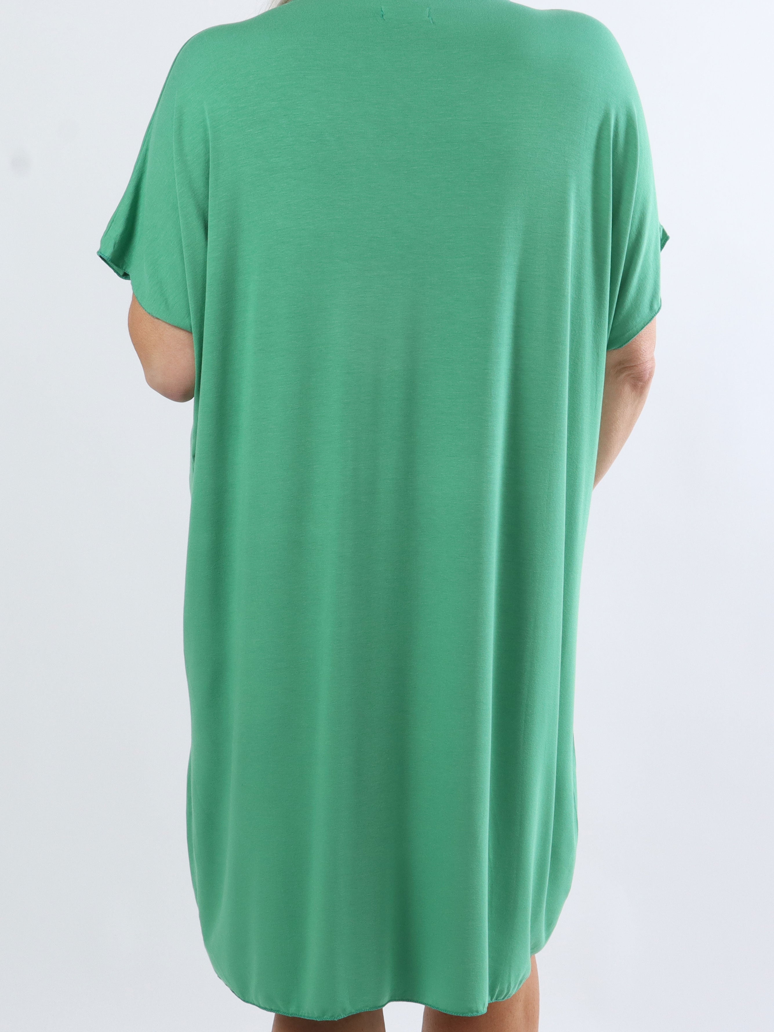 Vogue - Plus size t-shirt klänning i viskos med guldskrift - Orange